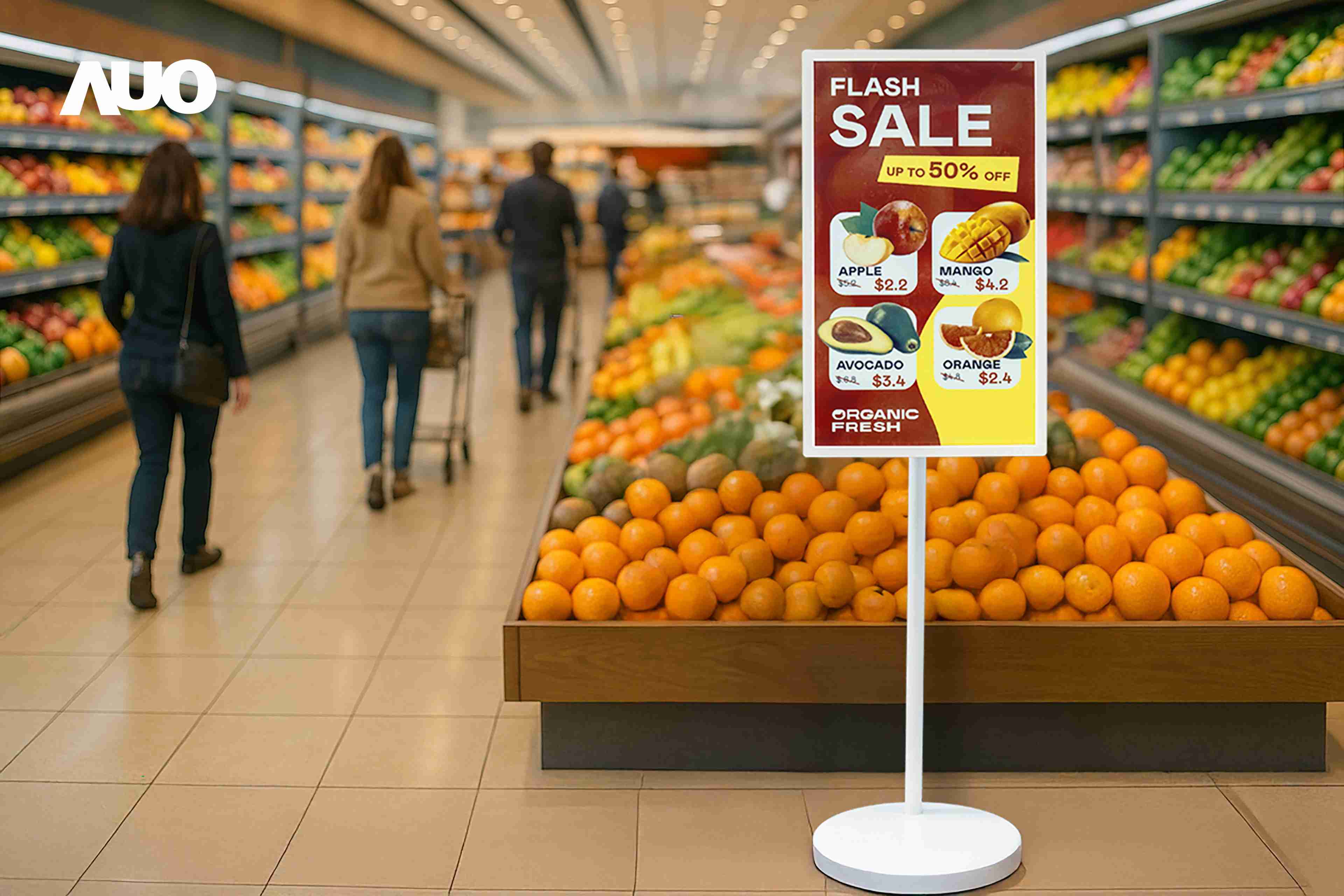 达擎首亮相低功耗、、全彩的〝aecoPost电子纸解决方案〞，，，仅在更新画面时需要微量的电力驱动，，，无需布建电线的便捷设计，，，使其可灵活应用、、、、随意置放，，，，并可透过云端或行动装置app，，，轻松管理及排程广告内容，，，，晋升店头营销利器。。。