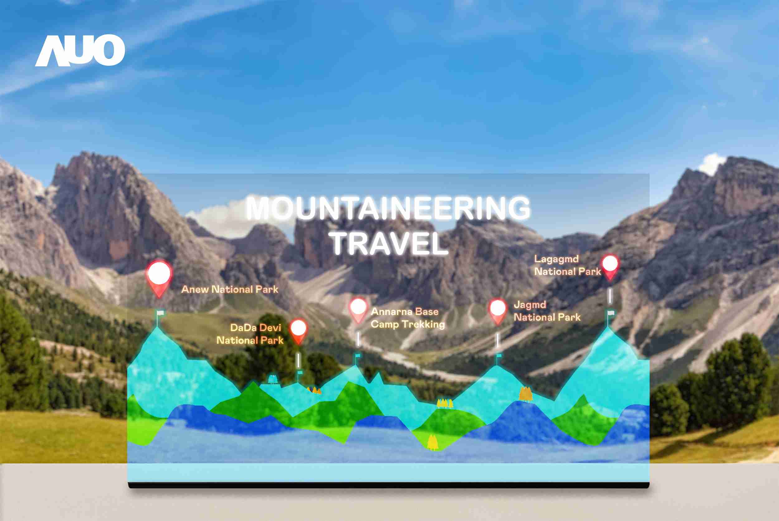 NG大舞台展示全球单片尺寸最大(*)42吋透明Micro LED显示器拼接而成的〝64吋透明Micro LED显示器〞，，，，具备高透明度、、、、1,000 nits高亮度、、广色域、、、、采用三边无边框的无缝拼接等多重特色，，呈现超高清、、细腻画质而不遮挡后方视觉，，，，满足层峰需求，，，可广泛运用于零售、、、艺术展览或商业空间等场域